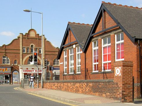 Terraced streets in Goldthorpe with the Dearne Valley beyond